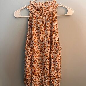 Francesca's Collections Floral Tank Top - Orange and White